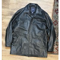 【ビンテージ】オールドギャップ【GAP】【ギャップ】【ブラック】カーコート【レザージャケット】【サイズM】 
