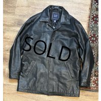 【ビンテージ】オールドギャップ【GAP】【ギャップ】【ブラック】カーコート【レザージャケット】【サイズM】 