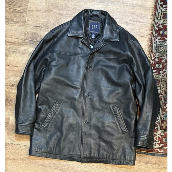 画像1: 【ビンテージ】オールドギャップ【GAP】【ギャップ】【ブラック】カーコート【レザージャケット】【サイズM】 