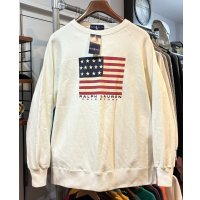 デッドストック 90's ビンテージ【ラルフローレン】POLO RALPH LAUREN【POLO SPORT】星条旗プリント【白】【スウェット】【サイズM】 
