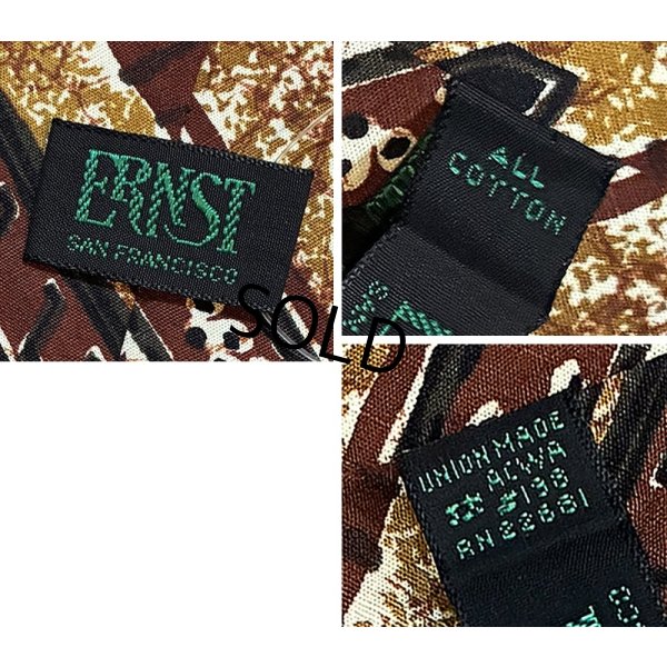 画像2: USA製【ビンテージ】【ERNST】【エルンスト】茶色 総柄【ネクタイ】 