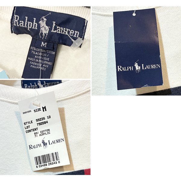 画像2: デッドストック 90's ビンテージ【ラルフローレン】POLO RALPH LAUREN【POLO SPORT】星条旗プリント【白】【スウェット】【サイズM】 