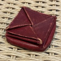 【アンティーク】【エンジ】折りたたみレザーケース 