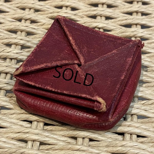 画像1: 【アンティーク】【エンジ】折りたたみレザーケース 