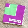 画像1: 70's~【ビンテージ】GIVENCHY オールド【ジバンシー】黄緑ｘ紫【スカーフ】ハンカチ<br> (1)