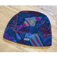 90's【USA製】【ビンテージ】patagonia【パタゴニア】【紺ｘ海洋生物】【フリースキャップ】KIDS L 
