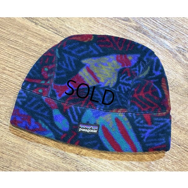 画像1: 90's【USA製】【ビンテージ】patagonia【パタゴニア】【紺ｘ海洋生物】【フリースキャップ】KIDS L 