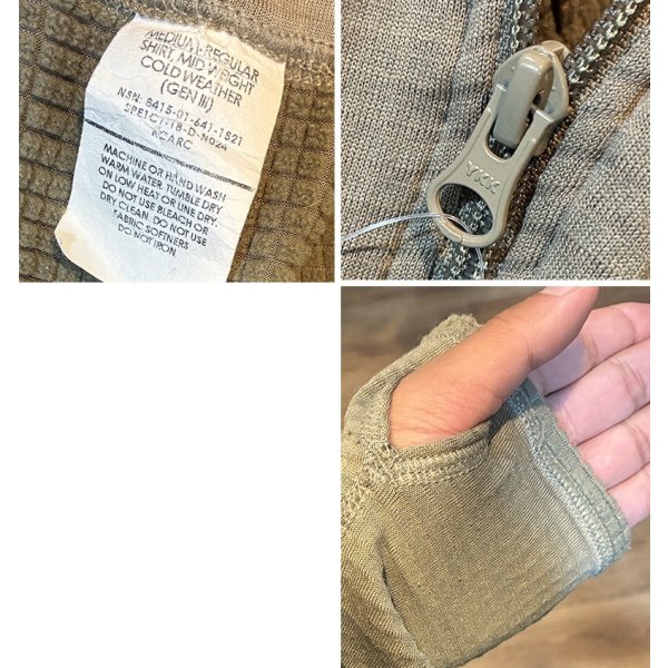 画像2: ビンテージ【米軍実物】U.S.ARMY【ECWCS】GEN3【LEVEL2】【コヨーテ】ブラウン タンカラー グリッドフリース【プルオーバーシャツ】【M-R】 