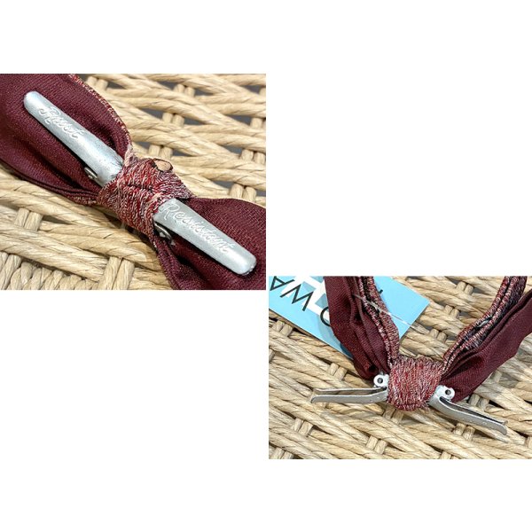 画像2: 【ビンテージ】ピンクｘエンジ クリップ式【蝶ネクタイ】 