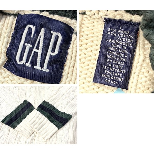画像2: 【ビンテージ】【オールドギャップ】【GAP】【生成り×緑】【モックネックコットンセーター】【サイズL】