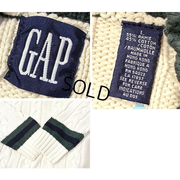画像2: 【ビンテージ】【オールドギャップ】【GAP】【生成り×緑】【モックネックコットンセーター】【サイズL】 