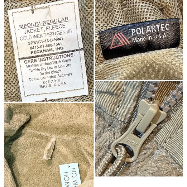 画像2: ビンテージ【米軍実物】U.S.ARMY【ECWCS】GEN3【Polartec】【ポーラテック】【コヨーテ】タンカラー【フリースジャケット】【M-R】 