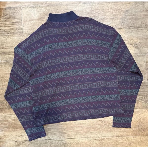 画像3: 90’s USA製【EMS】Eastern Mountain Sports【ネイティブ風総柄】紫ｘ紺【ハイネック 】【Ｔシャツ】【サイズL】 