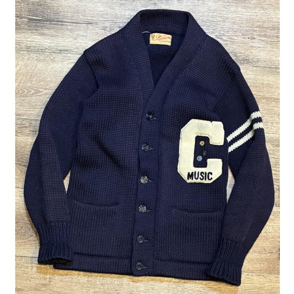 画像3: 50's【ビンテージ】【Stadium Sportswear】MUSIC【紺】【ウール】ローゲージカーディガン【レタードカーディガン】S程度 