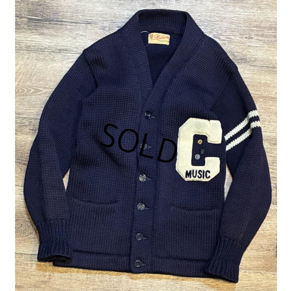 画像3: 50's【ビンテージ】【Stadium Sportswear】MUSIC【紺】【ウール】ローゲージカーディガン【レタードカーディガン】S程度 