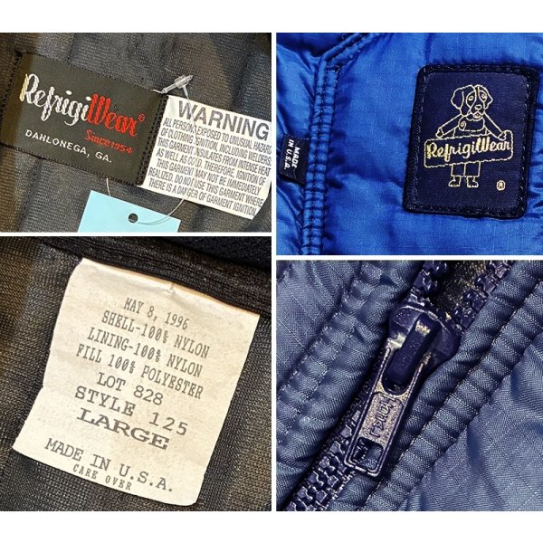 画像2: USA製【ビンテージ】【Refrigi Wear】【紺】【キルティングジャケット】【ジップアップブルゾン】【サイズL】 