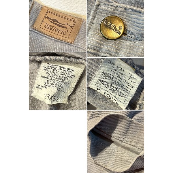 画像3: ~90's【USA製】【ビンテージ】【L.L.Bean】【エルエルビーン】【グレー】【コーデュロイパンツ】【33×32】 