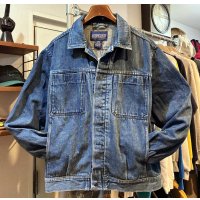 【90’s~】【ビンテージ】【ランズエンド】【LANDS' END】【デニムブルゾン】【デニムジャケット】サイズＬ 
