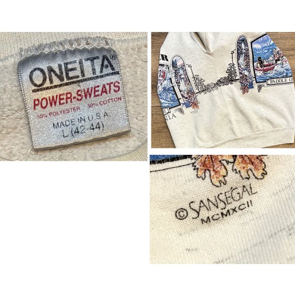 画像2: 90's【USA製】ビンテージ【ONEITA】【オニータ】【ウエストバージニア】 ゴーリーリバー【GAULEY RIVER】 バックプリント付き  グレー【スウェット】L  