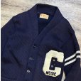 画像1: 50's【ビンテージ】【Stadium Sportswear】MUSIC【紺】【ウール】ローゲージカーディガン【レタードカーディガン】S程度<br> (1)