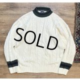【ビンテージ】【オールドギャップ】【GAP】【生成り×緑】【モックネックコットンセーター】【サイズL】 
