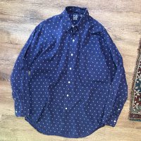 90's【ビンテージ】【オールドギャップ】【GAP】【紺×白模様】【コットンボタンダウンシャツ】【サイズM】 