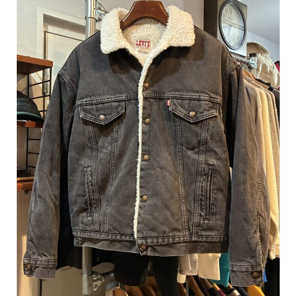 画像1: USA製【~80s】ビンテージ【Levis】リーバイス 70609-0216【裏ボア付き】黒【デニムジャケット】ボアジャン サイズM 