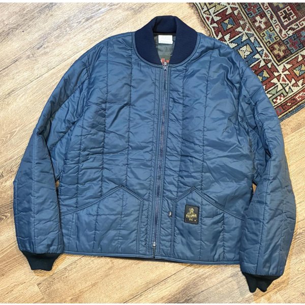 画像1: USA製【ビンテージ】【Refrigi Wear】【紺】【キルティングジャケット】【ジップアップブルゾン】【サイズL】 