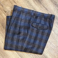 【ほぼ未使用】ビンテージ【イタリー製】【Take6 Kashani】【黒×青】チェック【ウールスラックス】【ウールパンツ】【W34程度】 