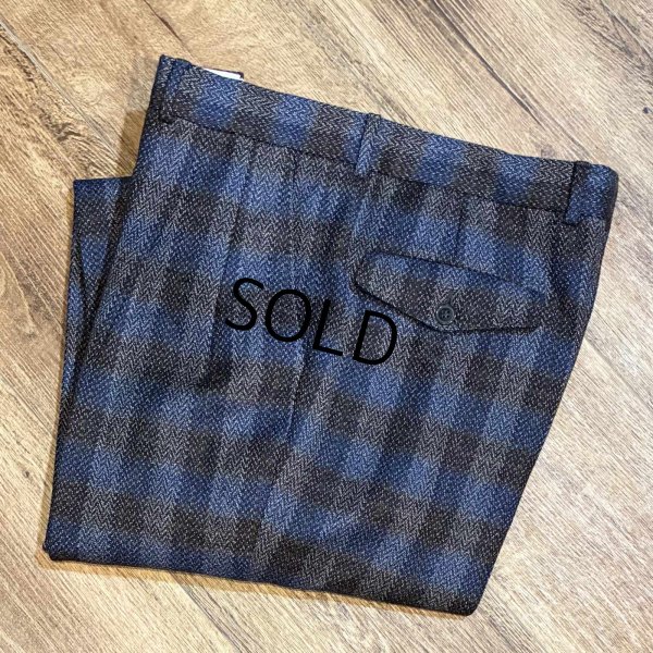 画像1: 【ほぼ未使用】ビンテージ【イタリー製】【Take6 Kashani】【黒×青】チェック【ウールスラックス】【ウールパンツ】【W34程度】 