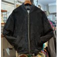 画像1: ビンテージ【BRITRCHES】【黒】【スエードブルゾン】【中綿入り】ジップアップジャケット【サイズXL】<br> (1)