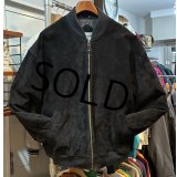 ビンテージ【BRITRCHES】【黒】【スエードブルゾン】【中綿入り】ジップアップジャケット【サイズXL】 