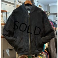 ビンテージ【BRITRCHES】【黒】【スエードブルゾン】【中綿入り】ジップアップジャケット【サイズXL】 