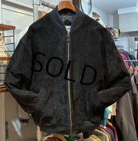 ビンテージ【BRITRCHES】【黒】【スエードブルゾン】【中綿入り】ジップアップジャケット【サイズXL】 