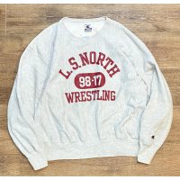 90's~【ビンテージ】【Champion】【チャンピオン】グレー【L.S.NORTH WRESTLING】レスリング【チームスウェット】【グレー】【サイズXL】 
