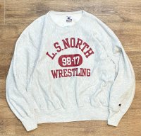 90's~【ビンテージ】【Champion】【チャンピオン】グレー【L.S.NORTH WRESTLING】レスリング【チームスウェット】【グレー】【サイズXL】 