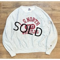 90's~【ビンテージ】【Champion】【チャンピオン】グレー【L.S.NORTH WRESTLING】レスリング【チームスウェット】【グレー】【サイズXL】 