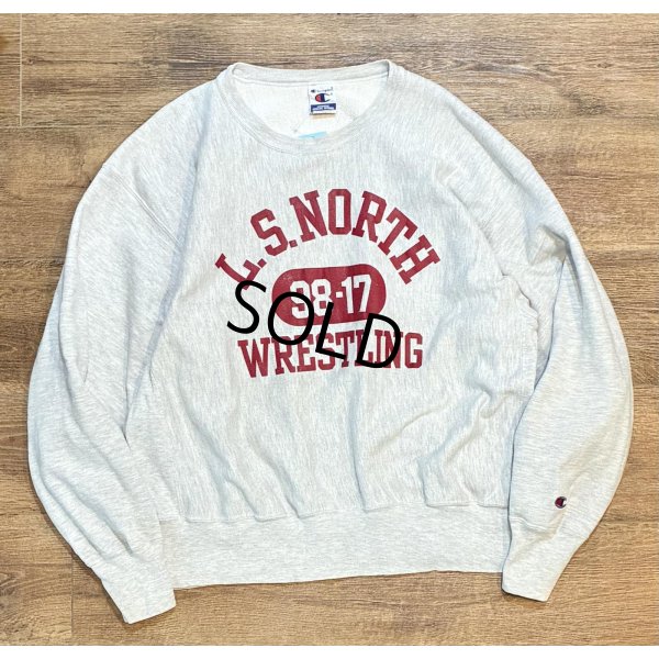 画像1: 90's~【ビンテージ】【Champion】【チャンピオン】グレー【L.S.NORTH WRESTLING】レスリング【チームスウェット】【グレー】【サイズXL】 