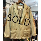 ORVIS【オービス】【ベージュ】レザーアクセント【ブルゾン】【コットンジャケット】 テーラードジャケット【サイズ40】 