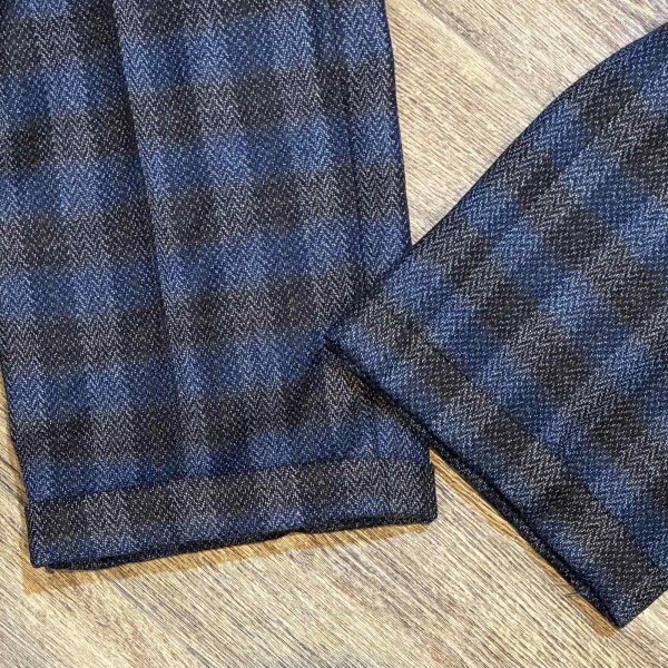 画像3: 【ほぼ未使用】ビンテージ【イタリー製】【Take6 Kashani】【黒×青】チェック【ウールスラックス】【ウールパンツ】【W34程度】 