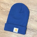 【ビンテージ】【carhartt】【カーハート】【青】【ロゴ】 【ニットキャップ】 【ニット帽】  