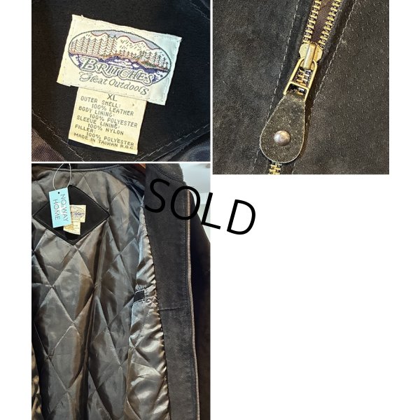 画像2: ビンテージ【BRITRCHES】【黒】【スエードブルゾン】【中綿入り】ジップアップジャケット【サイズXL】 