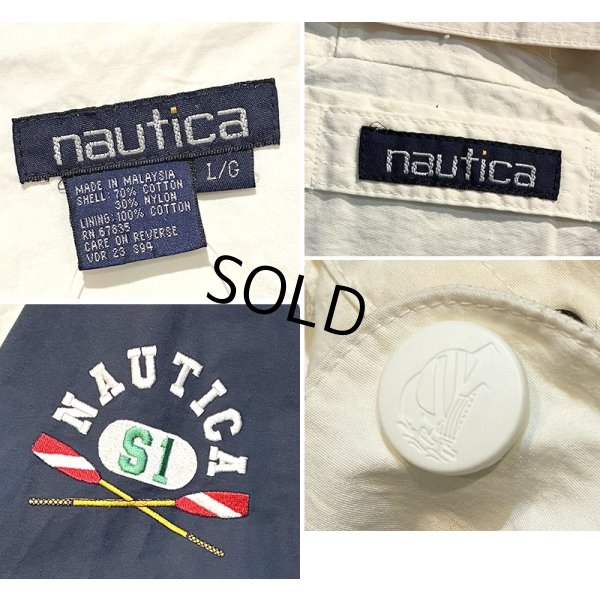 画像2: 90's【ビンテージ】【nautica】【ノーティカ】【白×紺×緑】切替【ロゴ入り】ジップアップブルゾン【サイズL】 