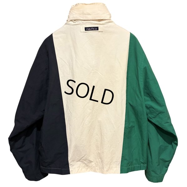 画像3: 90's【ビンテージ】【nautica】【ノーティカ】【白×紺×緑】切替【ロゴ入り】ジップアップブルゾン【サイズL】 