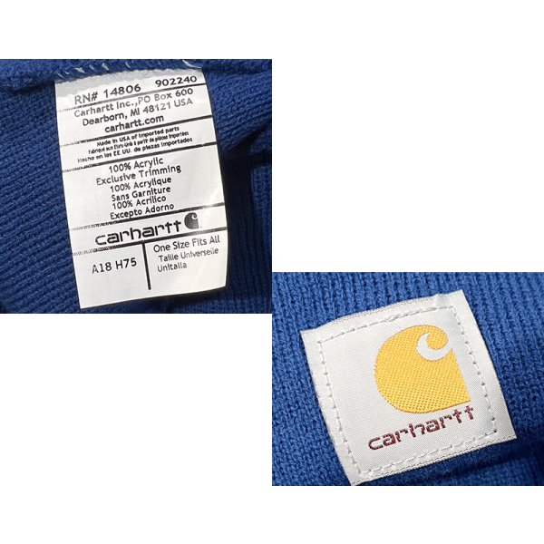 画像2: 【ビンテージ】【carhartt】【カーハート】【青】【ロゴ】 【ニットキャップ】 【ニット帽】  