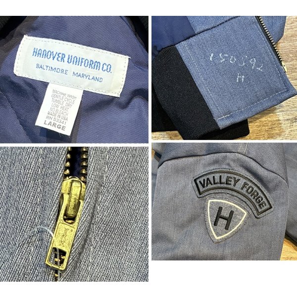 画像2: ほぼ未使用【USA製】【ビンテージ】USMA？【HANOVER UNIFORM】ハノーバーユニフォーム【中綿入り】【紺×黒】【ブルゾン】【ジップアップジャケット】【サイズL】 
