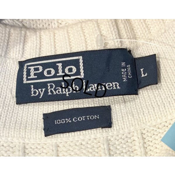 画像2: ほぼ未使用 ビンテージ【ラルフローレン】【白×紺×青ライン】Vネック【コットンニットベスト】【サイズL】 