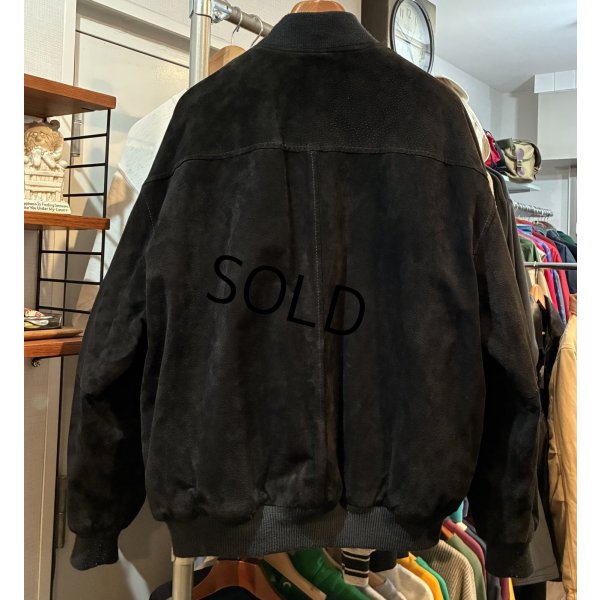 画像4: ビンテージ【BRITRCHES】【黒】【スエードブルゾン】【中綿入り】ジップアップジャケット【サイズXL】 