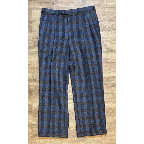 画像4: 【ほぼ未使用】ビンテージ【イタリー製】【Take6 Kashani】【黒×青】チェック【ウールスラックス】【ウールパンツ】【W34程度】 