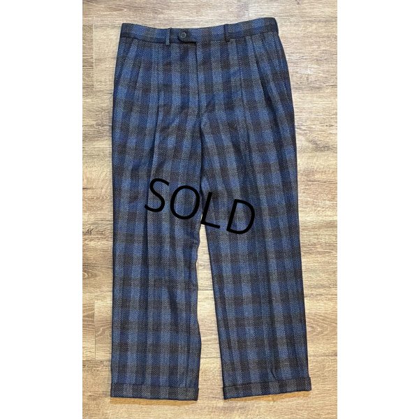 画像4: 【ほぼ未使用】ビンテージ【イタリー製】【Take6 Kashani】【黒×青】チェック【ウールスラックス】【ウールパンツ】【W34程度】 